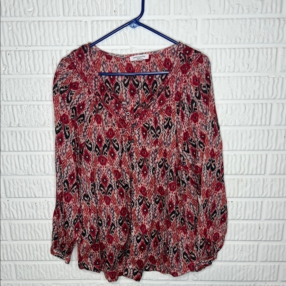 Beachlunchlounge Women's Red Patterned Top